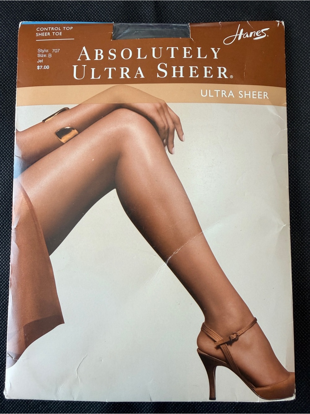 Hanes Absolutely Ultra Sheer Jet Black Pantyhose Size B Control Top Sheer Toe 70